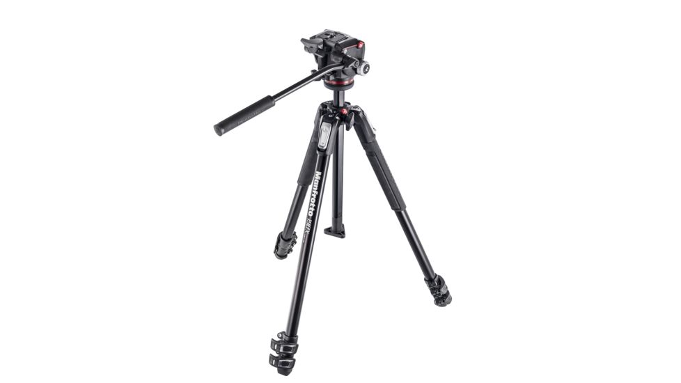 Manfrotto 190X Aluminum 3-Section Tripod, Black, Kit w/ XPRO Fluid Head MK190X3-2W