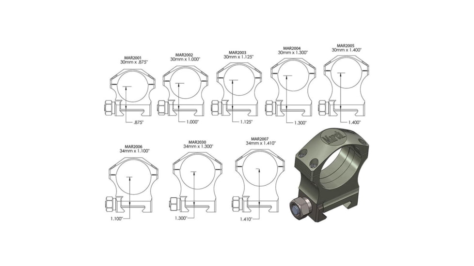 Rifle Scope Rings 30mm 1.00&quot;, Black