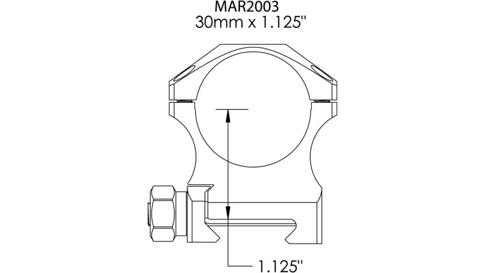 Rifle Scope Rings 30mm 1.125&quot;, Black