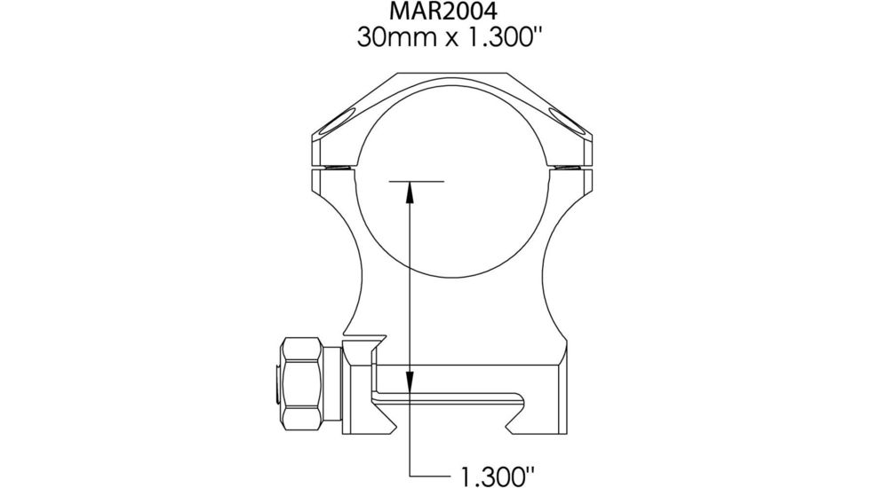 Rifle Scope Rings 30mm 1.300&quot;, Black