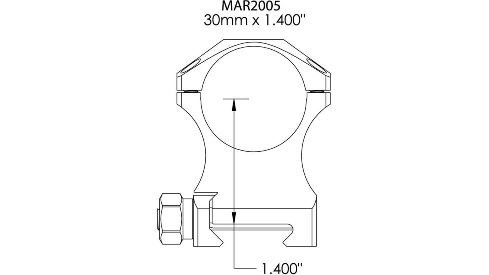 Rifle Scope Rings 30mm 1.400&quot;, Black