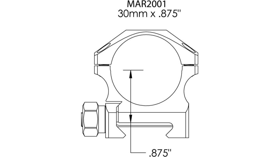 Rifle Scope Rings 30mm .875&quot;, Black
