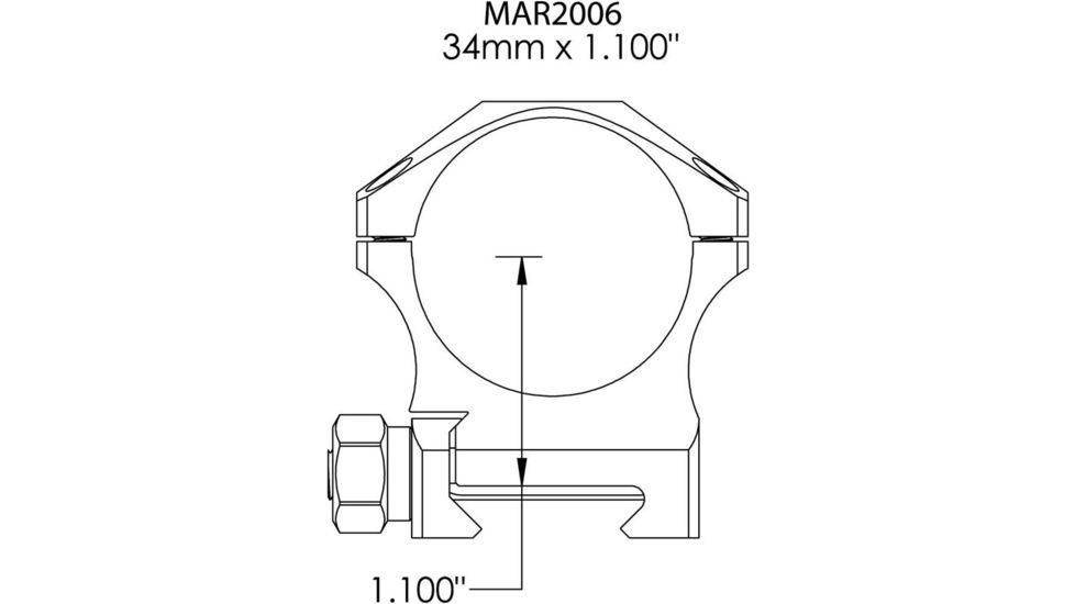 Rifle Scope Rings 34mm 1.100&quot;, Black