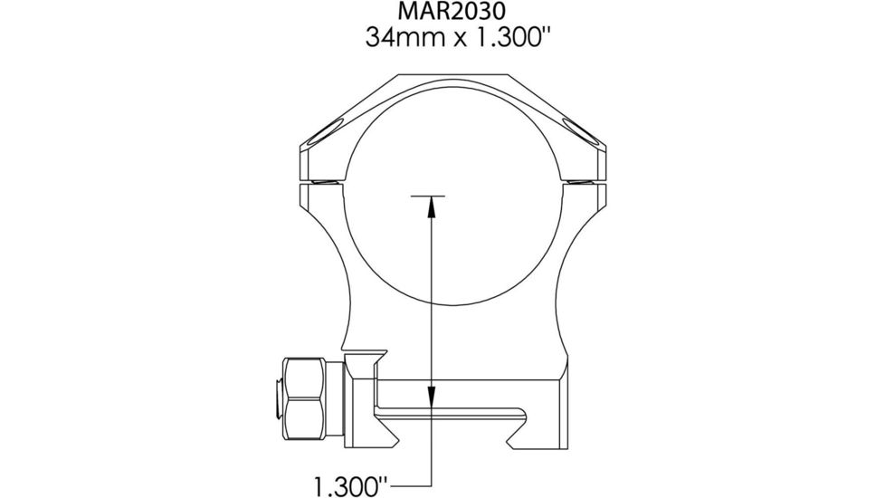 Rifle Scope Rings 34mm 1.300&quot;, Black