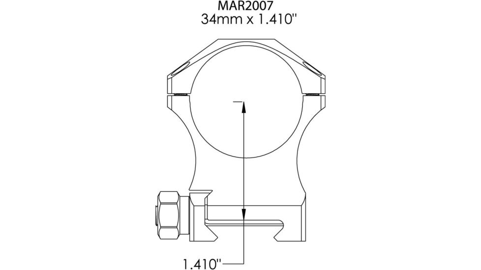 Rifle Scope Rings 34mm 1.410&quot;, Black
