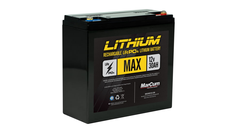 Marcum Max Battery 12V 30AH LiFePO4 Battery Only, LP41230