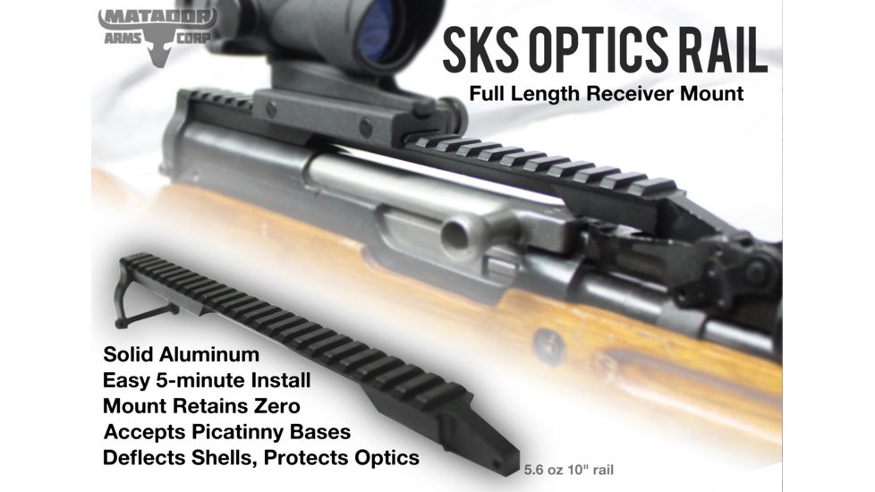 Matador Arms SKS Optics Rail Rifle Scope Mount, Black, 10in, MAC692