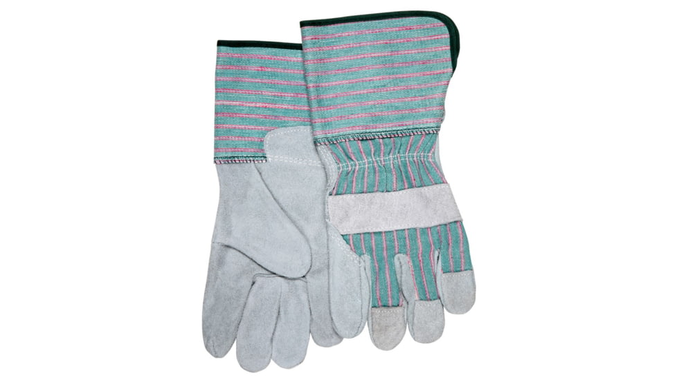 MCR Safety 1231 Long Gauntlet Split Leather Palm Work Gloves, C Grade Shoulder Leather, 4.5in Rubberized Safety Cuff, Gray, Large, 1231
