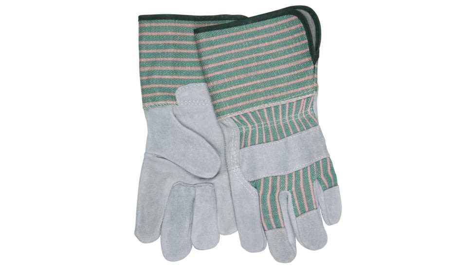 MCR Safety 1360 Long Gauntlet Split Leather Palm Work Gloves, C Grade Shoulder Leather, 4.5in Rubberized Safety Cuff, Gray, Large, 1360