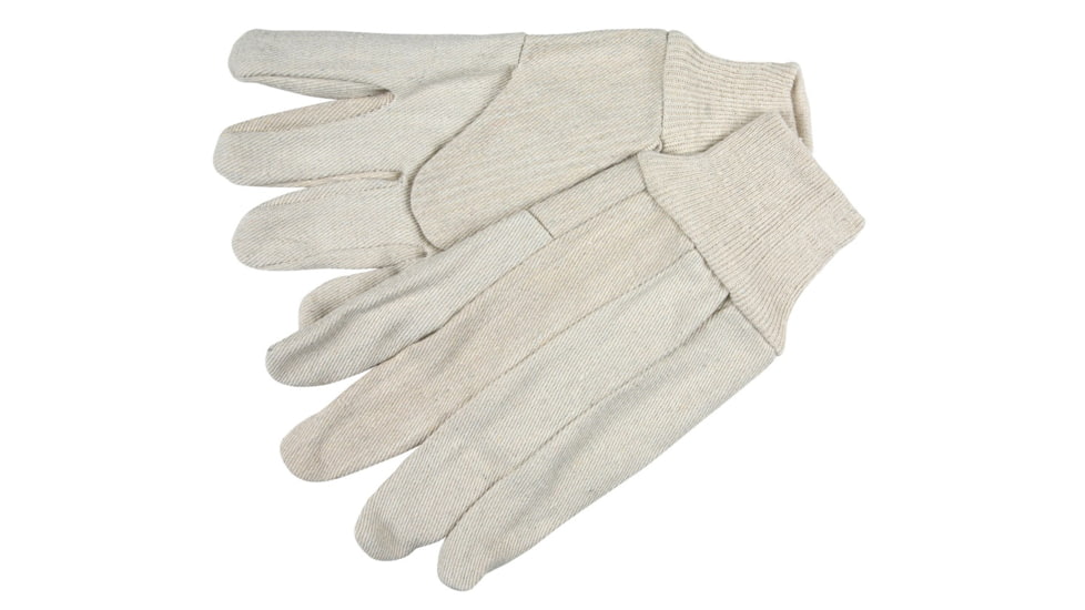 MCR Safety Cotton Canvas Work Gloves, Clute Pattern with Knit Wrist, Cotton Polyester Blend, Wing Thumb, Natural, Large, 8300A