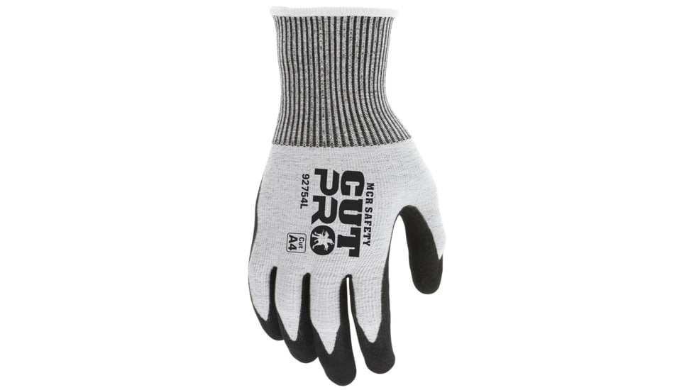 MCR Safety Cut Pro Work Gloves, 13 Gauge Cut Resistant HyperMax Shell, Double Coated Nitrile, Black/Salt and Pepper, XX - Large, 92754XXL