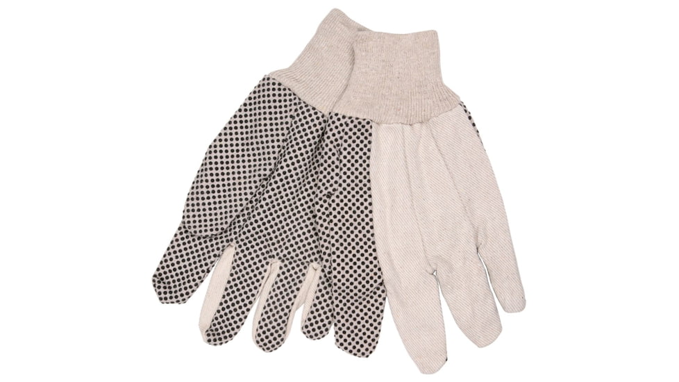 MCR Safety Dotted Canvas Work Gloves, Clute Pattern with Knit Wrist, 100% Cotton, Straight Thumb, Black/Natural, Large, 8808