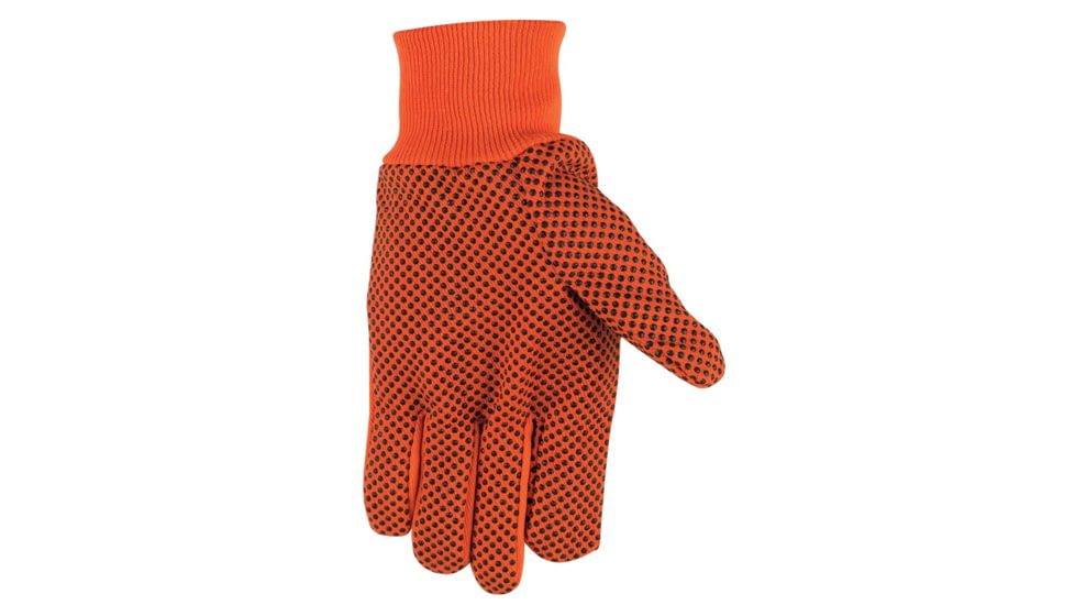 MCR Safety Dotted Canvas Work Gloves, Clute Pattern with Knit Wrist, 100% Cotton, Straight Thumb, Orange/Black, Large, 8808O