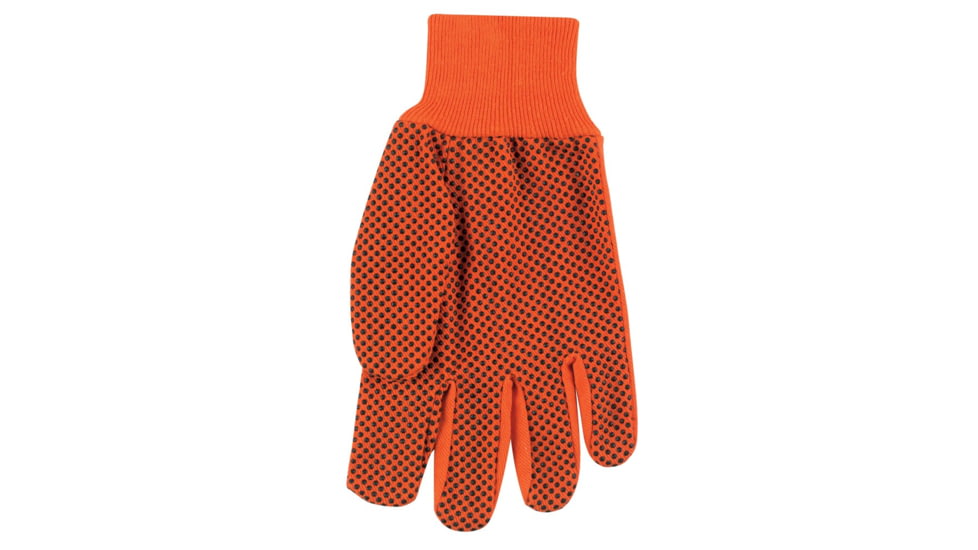 MCR Safety Dotted Canvas Work Gloves, Clute Pattern with Knit Wrist, 100% Cotton, Straight Thumb, Orange/Black, Large, 8808O