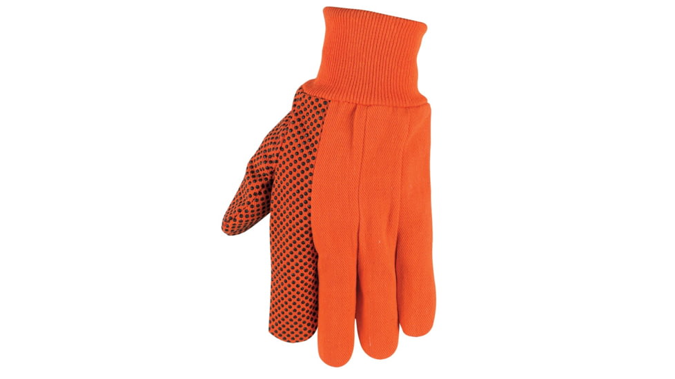 MCR Safety Dotted Canvas Work Gloves, Clute Pattern with Knit Wrist, 100% Cotton, Straight Thumb, Orange/Black, Large, 8808O