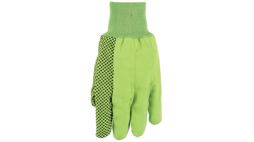MCR Safety Dotted Canvas Work Gloves, Clute Pattern with Knit Wrist, 100% Cotton, Straight Thumb, Pastel Green/Black, Large, 8808G