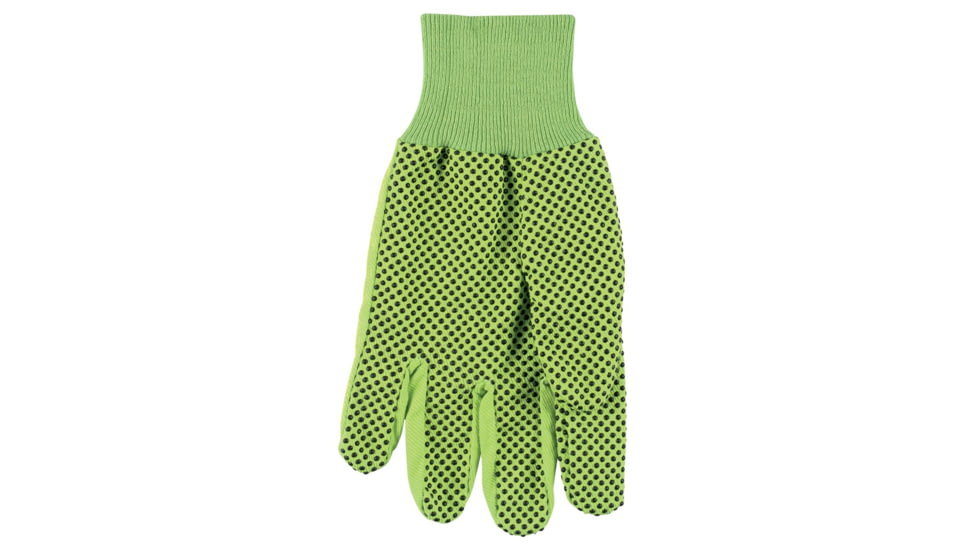 MCR Safety Dotted Canvas Work Gloves, Clute Pattern with Knit Wrist, 100% Cotton, Straight Thumb, Pastel Green/Black, Large, 8808G