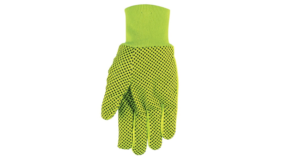 MCR Safety Dotted Canvas Work Gloves, Clute Pattern with Knit Wrist, 100% Cotton, Straight Thumb, Yellow/Black, Large, 8808Y