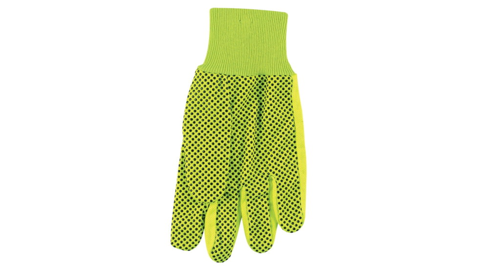 MCR Safety Dotted Canvas Work Gloves, Clute Pattern with Knit Wrist, 100% Cotton, Straight Thumb, Yellow/Black, Large, 8808Y