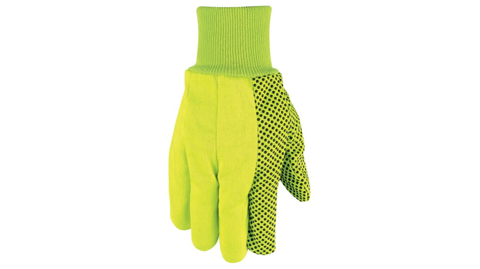 MCR Safety Dotted Canvas Work Gloves, Clute Pattern with Knit Wrist, 100% Cotton, Straight Thumb, Yellow/Black, Large, 8808Y