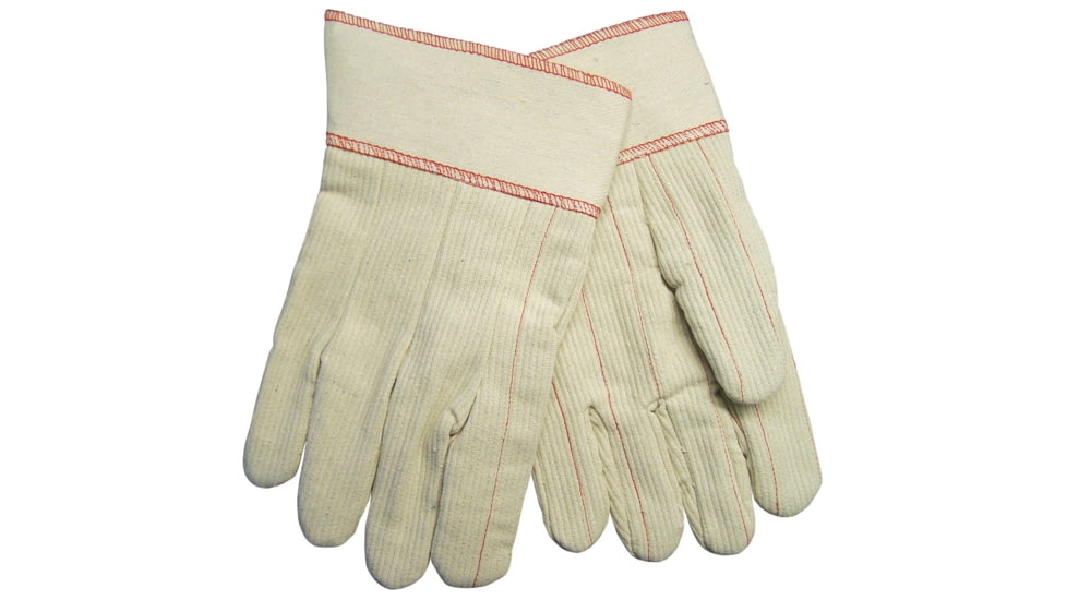 MCR Safety Double Palm Work Gloves, 18oz Corded Cotton Polyester Blend, Clute Pattern with Straight Thumb, Safety Cuff, Natural, Large, 9018CDPCS