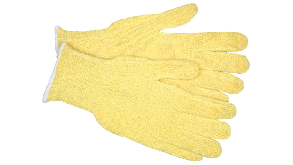 MCR Safety Kevlar Cotton Terry Cloth Work Gloves, Regular Weight, Continuous Knit Wrist, Yellow, Small, 9441SM