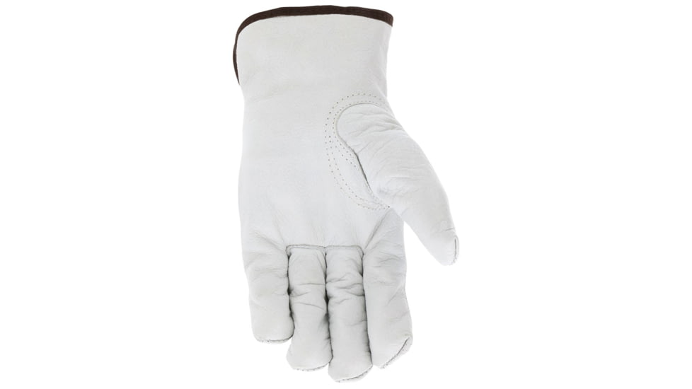 MCR Safety Leather Drivers Insulated Work Gloves, Buffalo Grain with Shirred Elastic Back, Lined with Thinsulate, White, Large, 3313TL