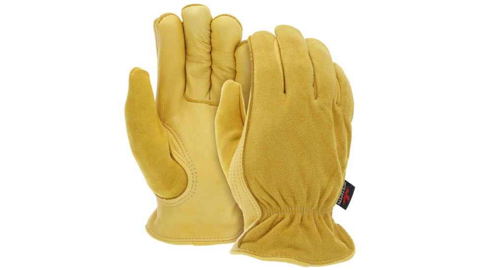 MCR Safety Leather Drivers Insulated Work Gloves, Select Grade Grain Deerskin Palm, Split Leather Back, Fleece Lined and Keystone thumb, Gold, Medium, 3555M