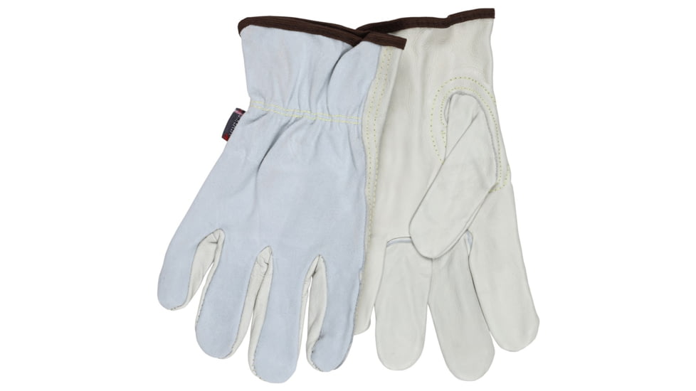 MCR Safety Leather Drivers Work Gloves, CV Grade Cow Grain Palm with Split Leather Back, Keystone Thumb, Beige, Small, 32057S