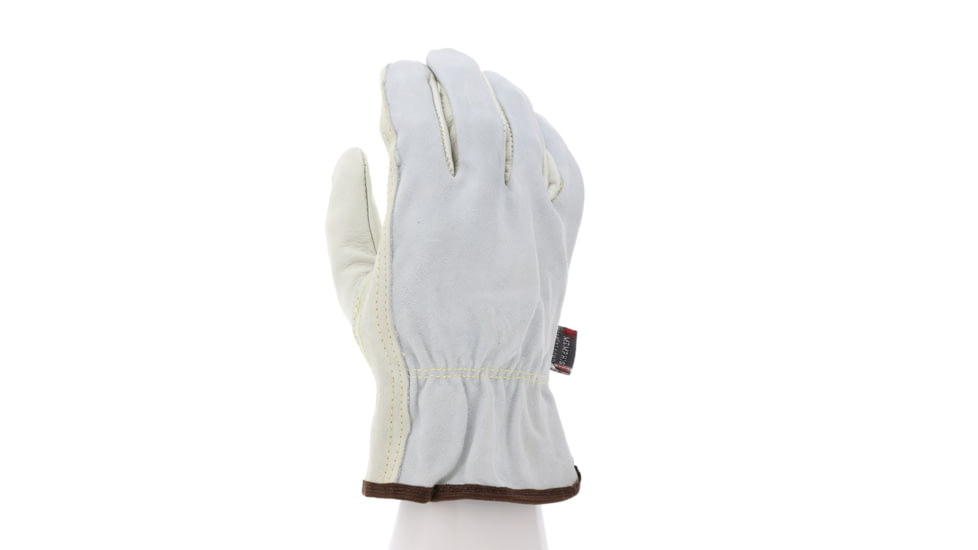 MCR Safety Leather Drivers Work Gloves, CV Grade Cow Grain Palm with Split Leather Back, Keystone Thumb, Beige, Small, 32057S