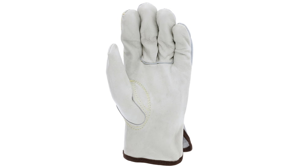 MCR Safety Leather Drivers Work Gloves, CV Grade Cow Grain Palm with Split Leather Back, Keystone Thumb, Beige, Small, 32057S