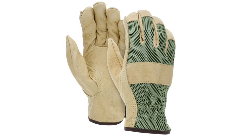 MCR Safety Luminator Leather Drivers Insulated Work Gloves, Grain Pigskin Leather Palm and Hi-Vis Back, Thermosock Lined and Keystone Thumb, Beige, Medium, 3440M