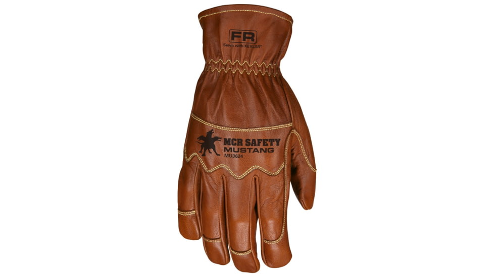 MCR Safety Mustang Leather Drivers Utility Work Gloves, Grain Goatskin Double Palm, Unlined, Sewn with DuPont Kevlar Sewn, Wing Thumb, Brown, XX - Large, MU3624XXL