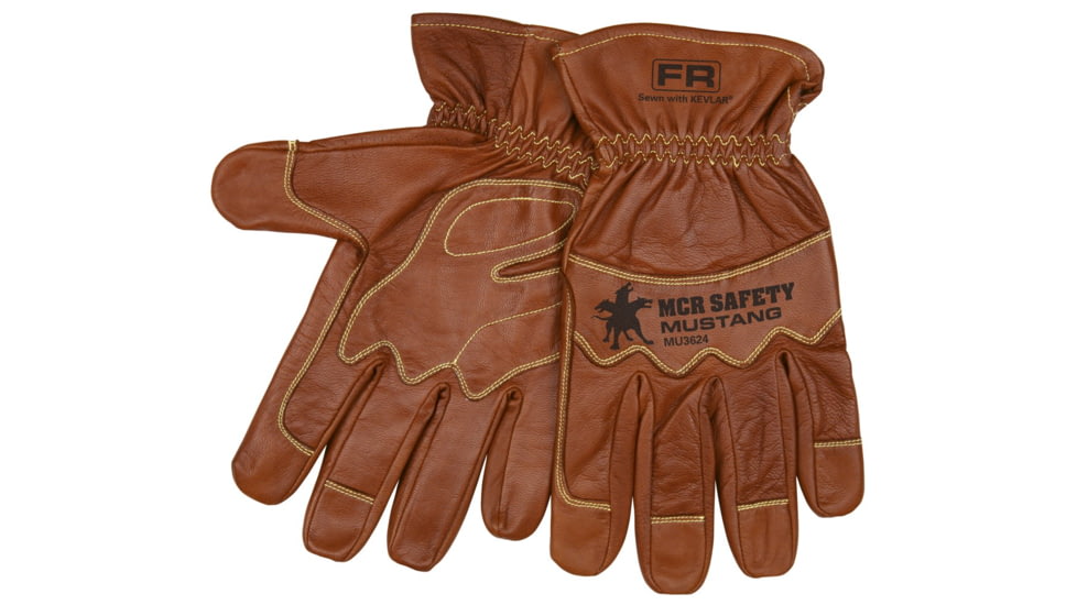 MCR Safety Mustang Leather Drivers Utility Work Gloves, Grain Goatskin Double Palm, Unlined, Sewn with DuPont Kevlar Sewn, Wing Thumb, Brown, XX - Large, MU3624XXL