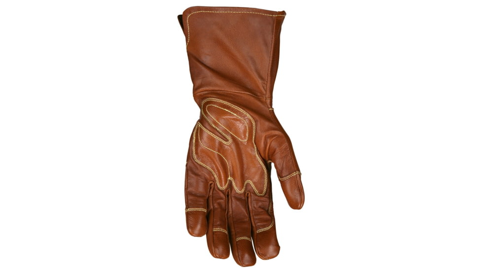 MCR Safety Mustang Utility Leather Work Gloves, Grain Goat Double Palm, DuPont Kevlar Lined and Sewn, Extended Gauntlet Cuff and Wing Thumb, Brown, Medium, MU3624GKM
