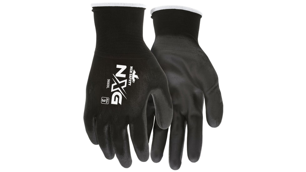 MCR Safety NXG Work Gloves, 13 Gauge Nylon Shell, PU Palm and Fingertips, Black, XX - Large, 9669XXL