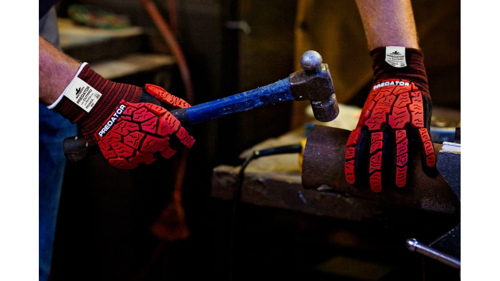 MCR Safety Predator Mechanics Impact Resistant Work Gloves, Cut Resistant Kevlar Steel Shell, Tire Tread TPR on Back, Fingers, and Thumb, Black, Large, PD3952L