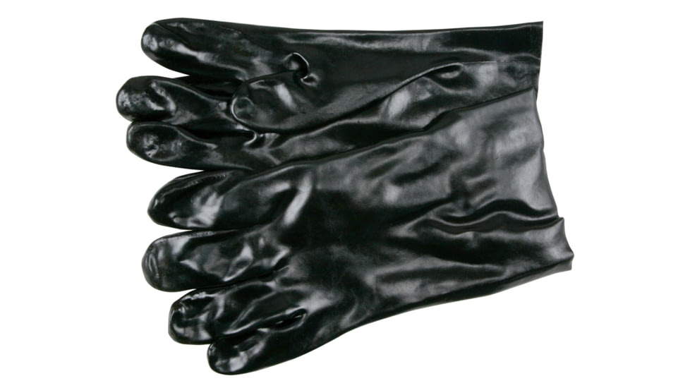MCR Safety PVC Coated Work Gloves, Single Dipped with Smooth PVC, Soft Interlock Lining, 10in Length, Black, Large, 6200