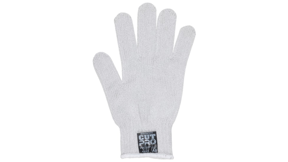 MCR Safety Steelcore 2 7 Gauge Regular Weight Cut Resistant Work Gloves, Polyester Wrapped Stainless Steel, White, X - Small, 9350XS
