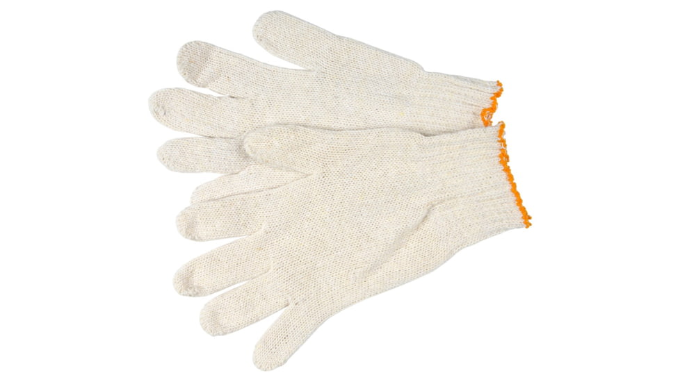 MCR Safety String Knit Work Gloves, 7 Gauge Regular Weight, 70% Cotton 30% Polyester, Hemmed Cuff, Natural, Large, 9636LM