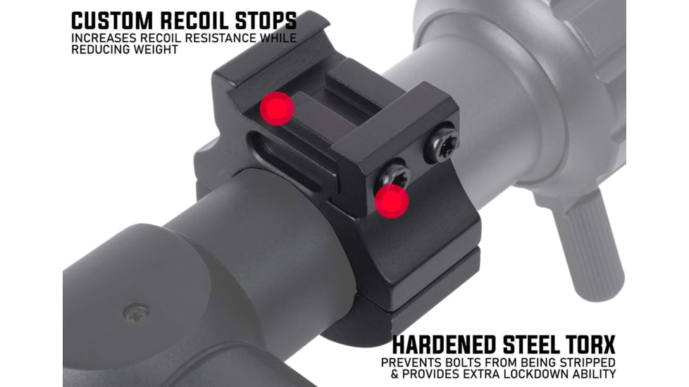 Monstrum 1in Precision Picatinny Scope Rings w/Level Bubble, 1in, Black, SR-1LB-P100