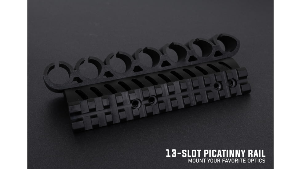 Monstrum Mossberg 20-Gauge Shell Carrier with Picatinny Rail Mount - 500/590/Shockwave, Black, Z84