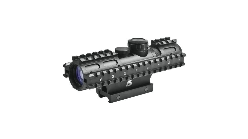 NcStar 2-7X32 34mm Tube Rifle Scope w/3 Rail Weaver Mount System - Illuminated Rangefinder Reticle - SEC3RSR2732G