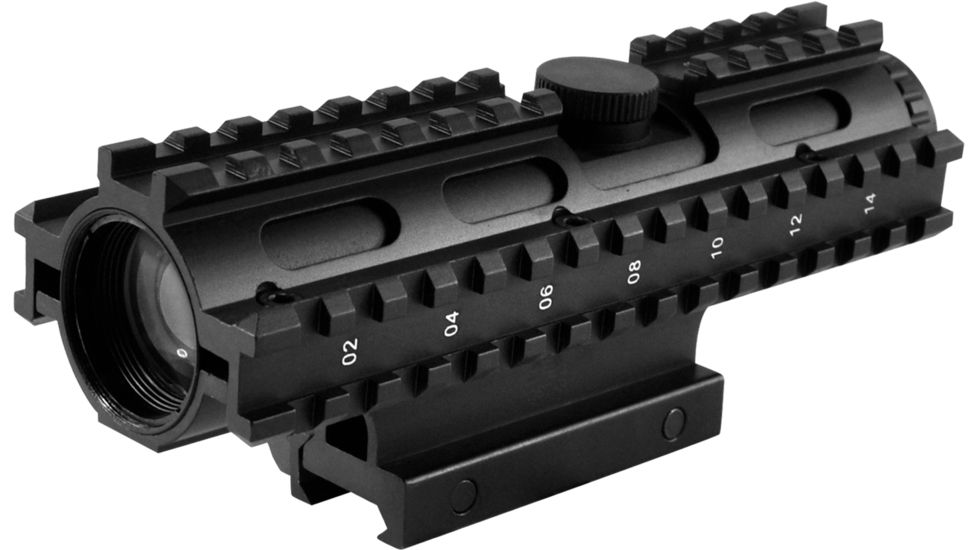 NcStar 4X32mm Rifle Scope/3 Rail Sight Syst./Mil-Dot/Blue Ret. SC3RSM432B