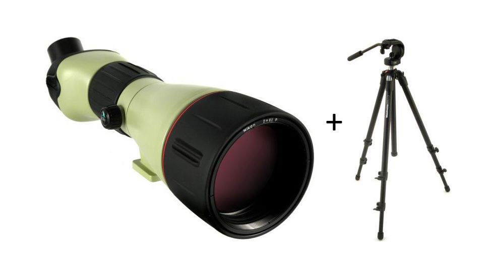 Nikon Fieldscope 25-75x82mm Straight Body Spotting Scope, ED Glass w/Zoom Eyepiece 8332 w/ Manfrotto Bogen 055XDB, 128RC Tripod and Head Kit 128RC