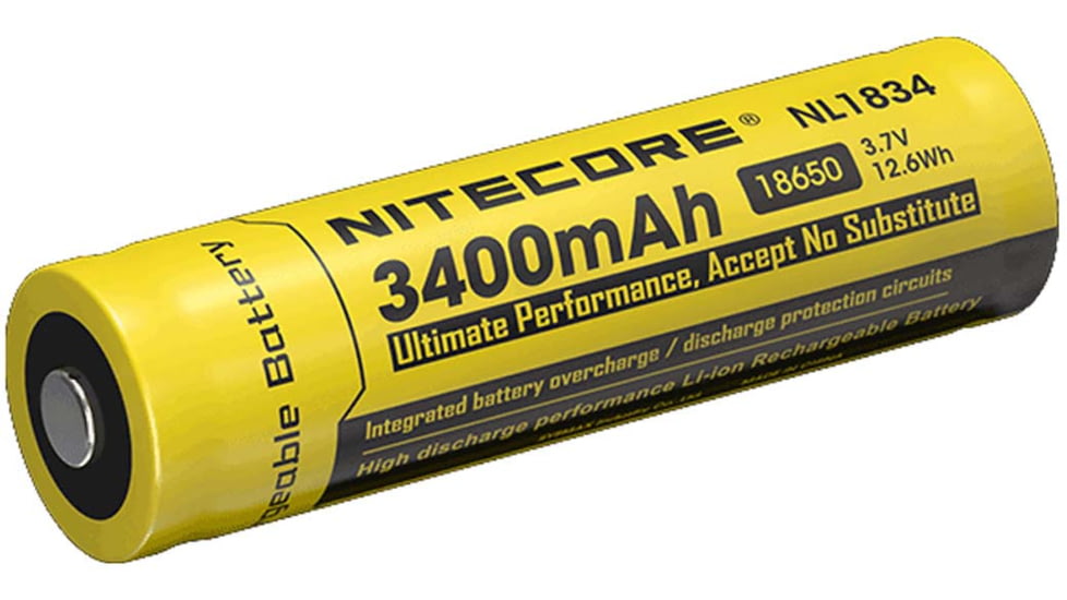 Nitecore NL1834 3400mAh Rechargeable 18650 Battery, Yellow, 6952506491506