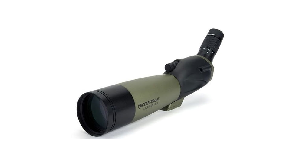 OpticsPlanet Exclusive Celestron Ultima 80mm Angled Spotting Scope, Olive Green/Black w/Tripod 93606 52250-OP