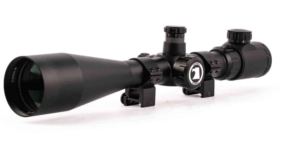 Osprey Global 6-24x50mm Illuminated Tactical Rifle Scope, 30mm Tube, Rangefinder Reticle, Black, TA6-24x50IRF