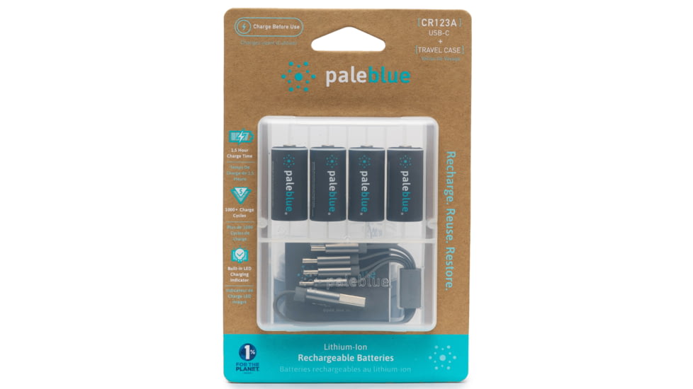 Pale Blue Earth CR123 Rechargeable Lithium Ion Batteries Pack, 860006270766
