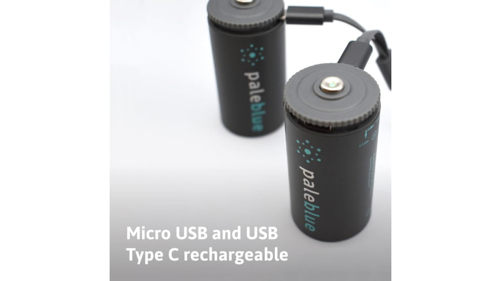 Pale Blue Earth Pale Blue Smart Lithium Ion USB Rechargeable D Batteries 2 Pack, Gray, PB-D-C